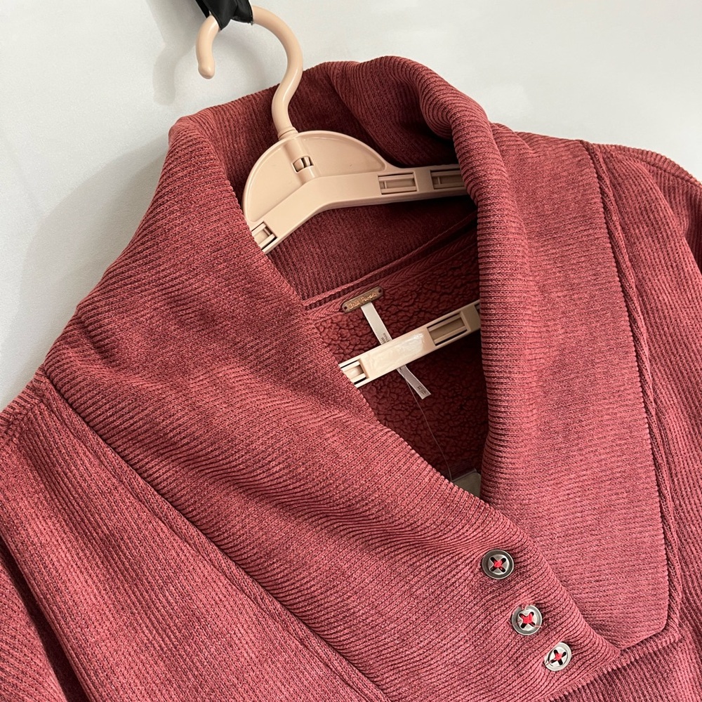 Free People Mia Henley Marsala Heavy Sweatshirt Sz XS Oversized Outdoors NWT - Picture 12 of 16